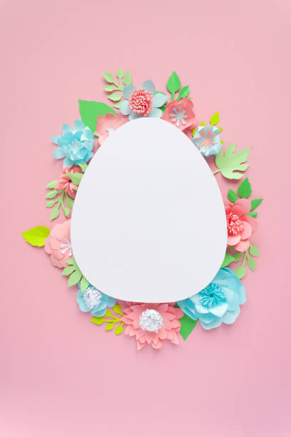 istock Happy easter. Easter egg made of paper on pink background. 1139867836