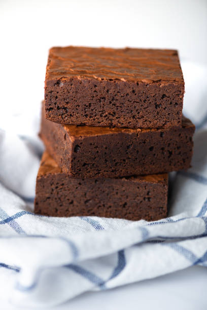 istock Close up sweet chocolate brownie on tablecloth 1139868455