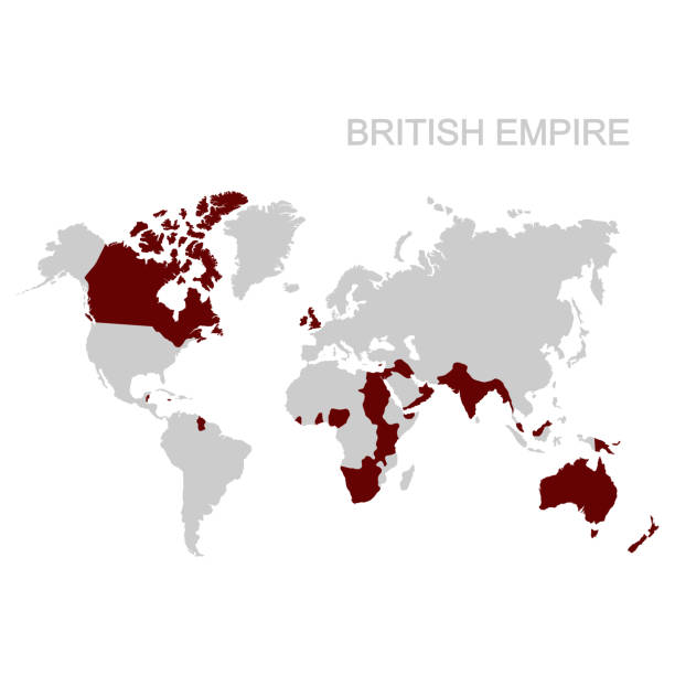 illustrazioni stock, clip art, cartoni animati e icone di tendenza di mappa dell'impero britannico - british empire immagine
