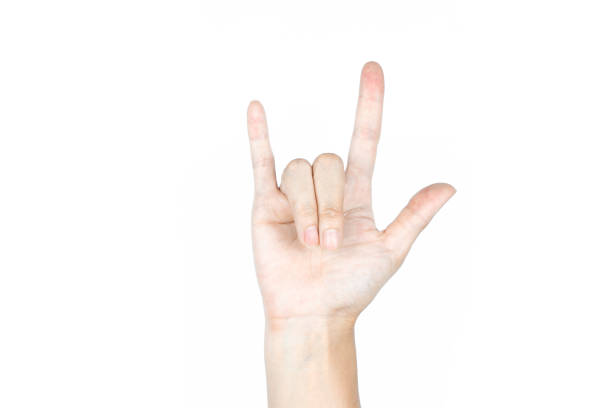 istock Hand I LOVE You signs on isolated white background 1139870761