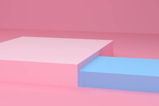 istock Blue and pink 3d shape Minimalist scene geometrical abstract background, 3D render. 1139873664