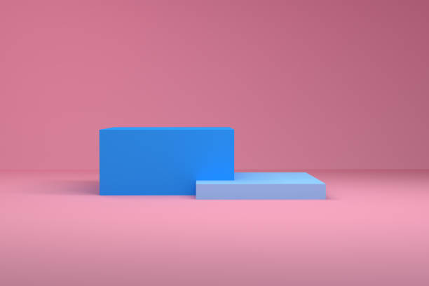 istock Blue and pink 3d shape Minimalist scene geometrical abstract background, 3D render. 1139873667