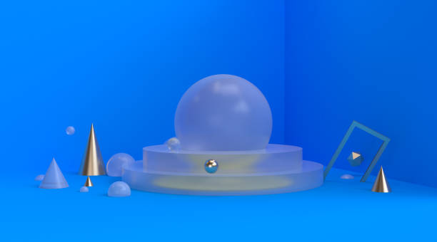 istock Crystal geometric shape blue scene minimal style 3d rendering. 1139873991