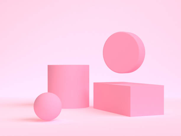 istock Pink cream 3d shape Minimalist scene geometrical abstract background, 3D render. 1139874143