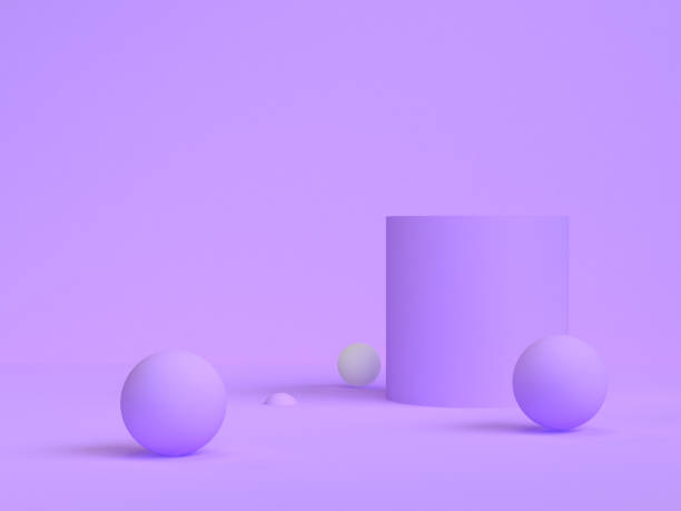 istock Purple 3d shape Minimalist scene geometrical abstract background, 3D render. 1139874156