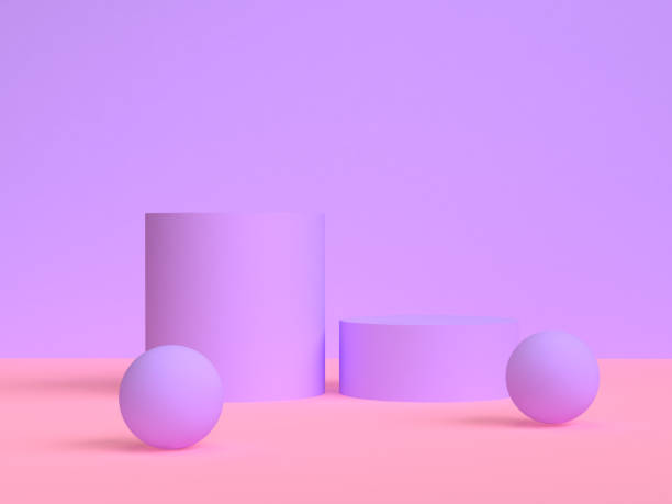 istock Purple and pink 3d shape Minimalist scene geometrical abstract background, 3D render. 1139874347