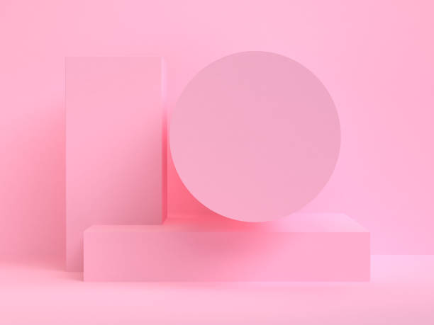 istock Pink cream 3d shape Minimalist scene geometrical abstract background, 3D render. 1139874358