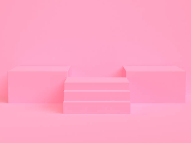 istock Pink cream 3d shape Minimalist scene geometrical abstract background, 3D render. 1139874359