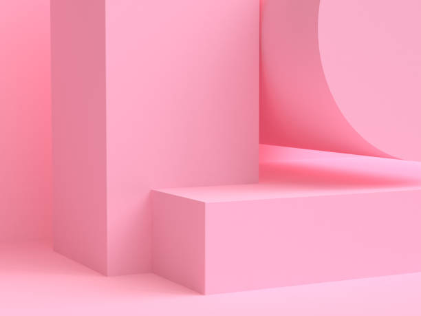 istock Pink cream 3d shape Minimalist scene geometrical abstract background, 3D render. 1139874418