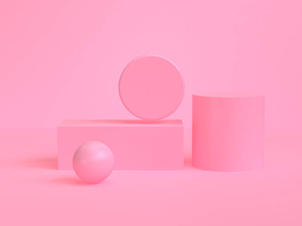 istock Pink cream 3d shape Minimalist scene geometrical abstract background, 3D render. 1139874478