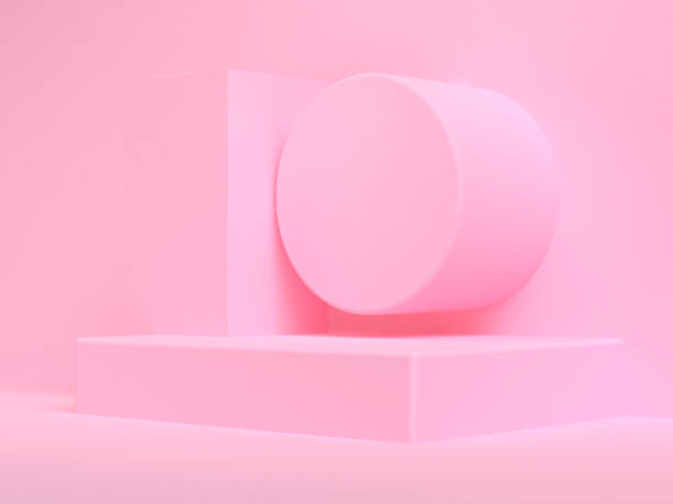 istock Pink cream 3d shape Minimalist scene geometrical abstract background, 3D render. 1139874492