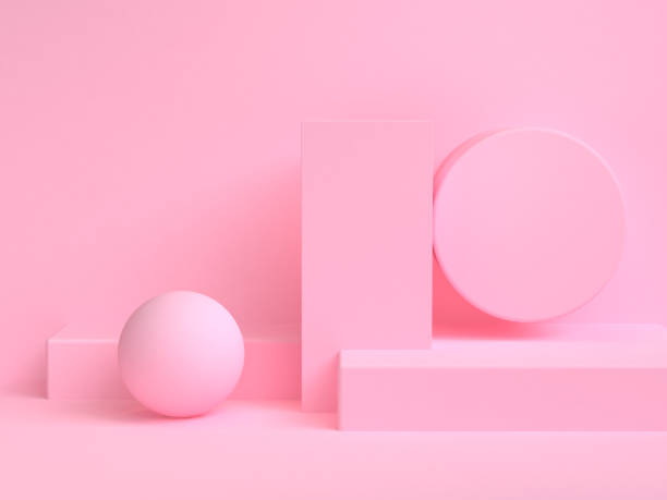 istock Pink cream 3d shape Minimalist scene geometrical abstract background, 3D render. 1139874502