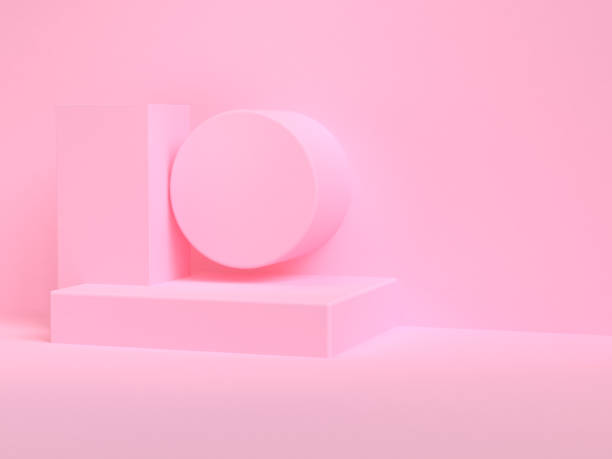 istock Pink cream 3d shape Minimalist scene geometrical abstract background, 3D render. 1139874503