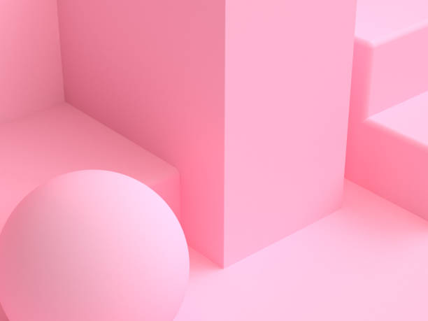 istock Pink cream 3d shape Minimalist scene geometrical abstract background, 3D render. 1139874519
