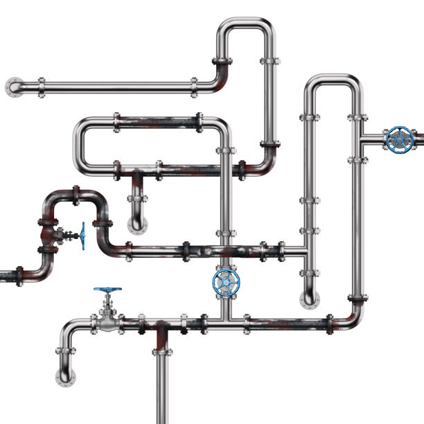 zardzewiałe rury przemysłowe na białym - rusty metal rust pipe zdjęcia i obrazy z banku zdjęć