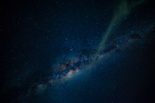 Milky way on dark night in Indonesia mountain range