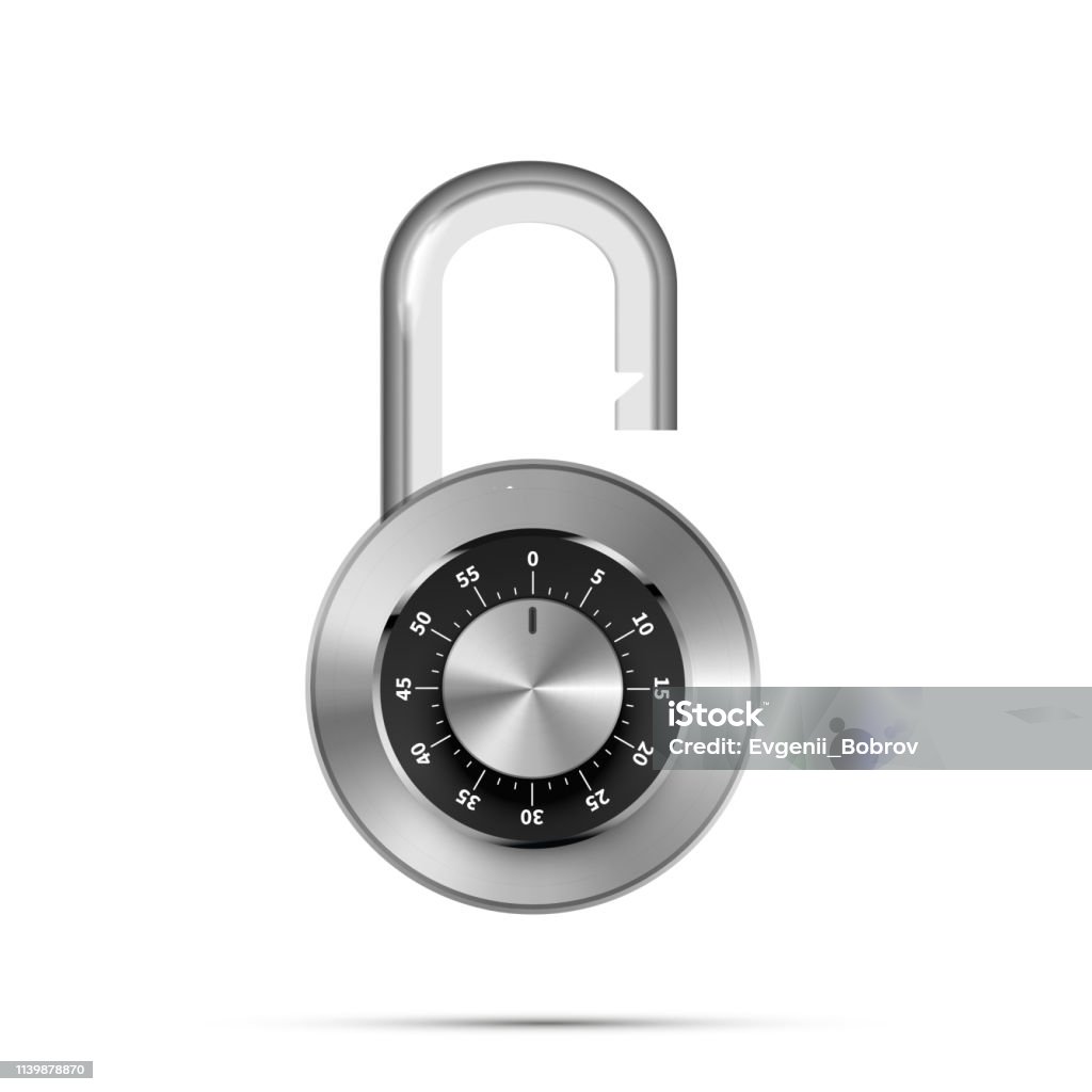 Open Round Padlock With Code Numbers On White Stock Illustration ...