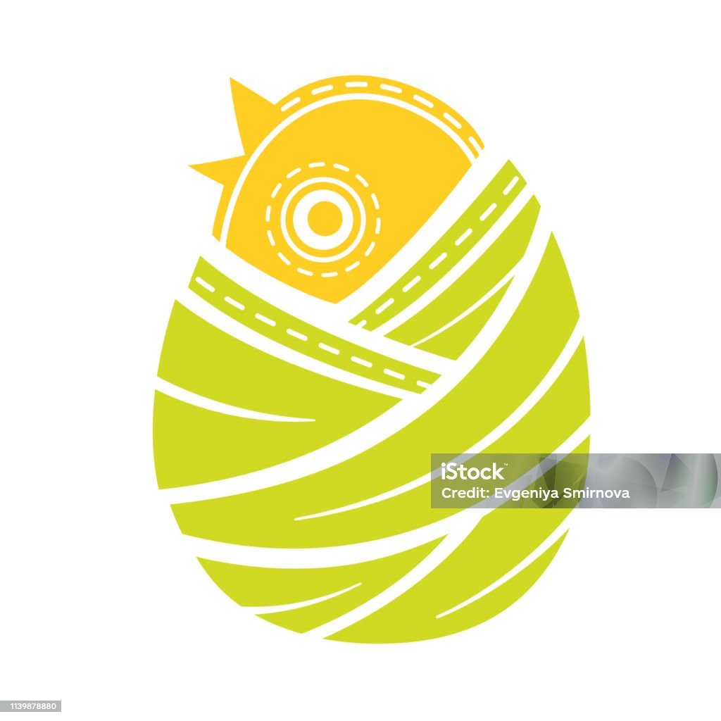 Chick in an egg shell isolated vector. Logo for a store of goods for babies and for manufacturer of children's blankets Chick in an egg shell isolated vector. Logo for a store of goods for babies and for the manufacturer of children's blankets. Eco-friendly fabric production Bundle stock vector