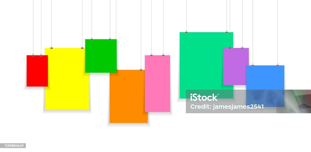 Hanging String Backgroundpowerpoint Colourful Paper Hanging From String Stock Illustration - Download Image ...