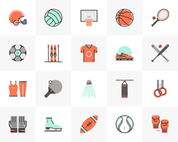 ilustrações, clipart, desenhos animados e ícones de equipamento desportivo futuro próximo pacote de ícones - tennis indoors sport leisure games