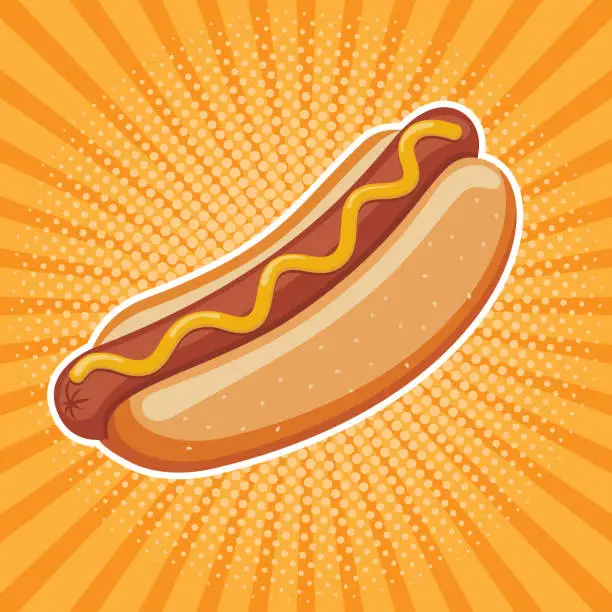 Vector illustration of hot dog delicious fast food best choice poster template vector