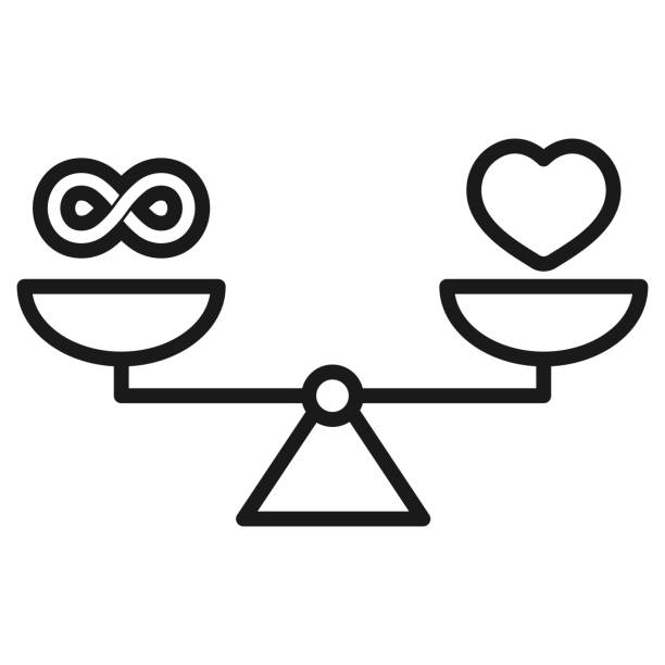 Infinity and Love on Scales icon vector Infinity and Love on Scales icon vector balance symbols stock illustrations