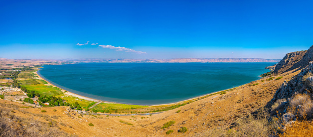 Sea of Galilee viewed from mount Arbel in Israel