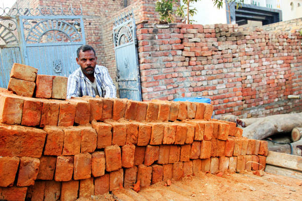 istock Men loading brick in the horse cart 1139884139