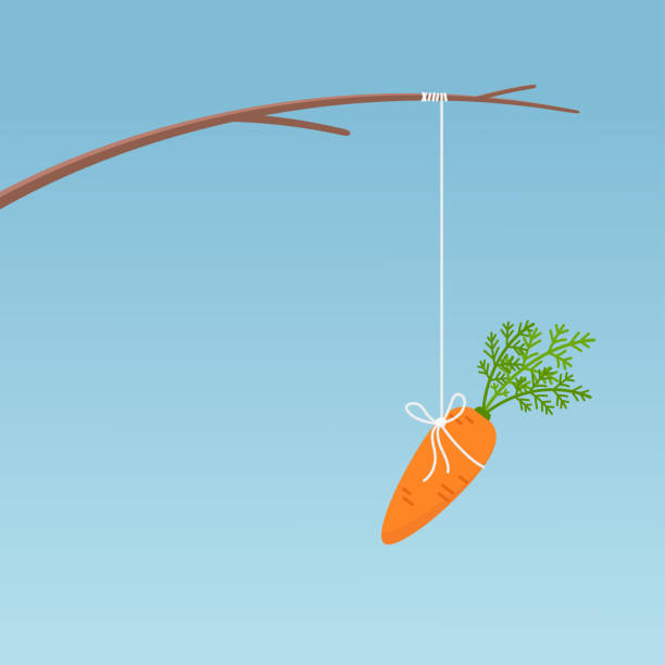 illustrations, cliparts, dessins animés et icônes de carotte accrochée sur le bâton de pêche - stick dangling a carrot carrot motivation