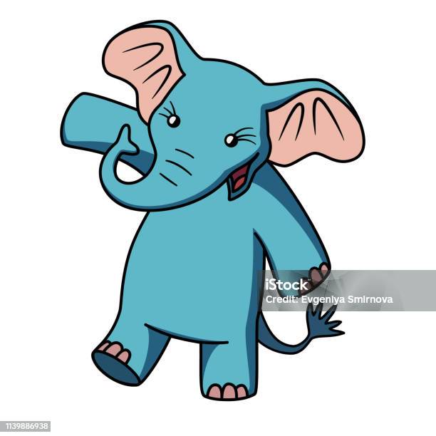 African Elephant Plush Toy Cartoon Character Isolated Vector Stock Illustration - Download Image Now