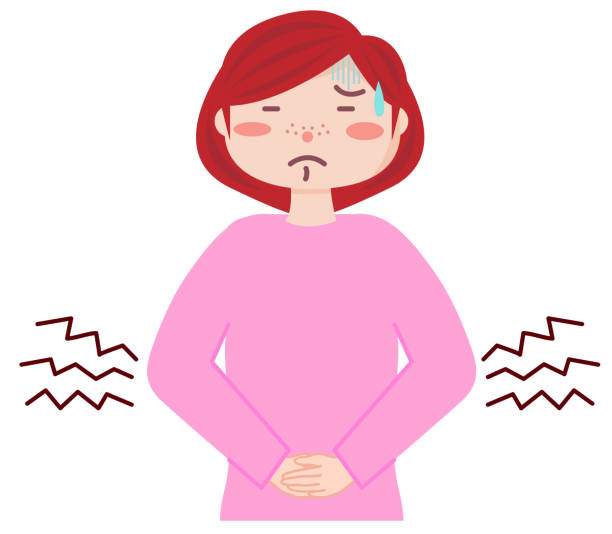 ilustraciones, imágenes clip art, dibujos animados e iconos de stock de la mujer stomachache - white background food poisoning people menstruation