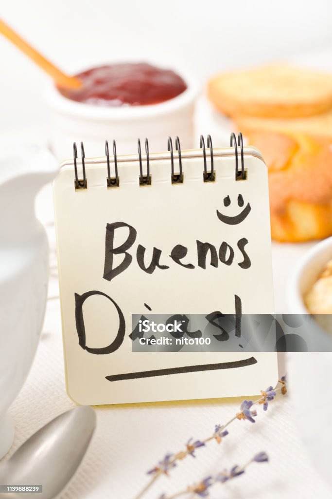  Desayuno Y Texto Buenos Días En Español Foto de stock y más banco de imágenes de Acontecimiento
