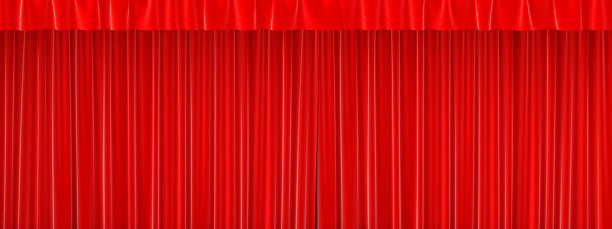 istock Red closed curtain with beautiful folds 1139890428