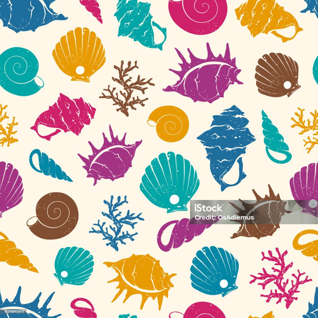 Design Laut Pola Kerang Laut Dan Vektor Karang Ilustrasi Stok - Unduh Gambar ...