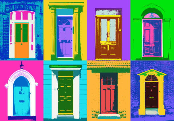 Front Doors A mix of door types created in an Pop Art or Pop Art style landlord stock illustrations