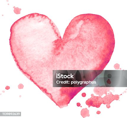 istock Watercolor hand-painting pink heart shape on white background 1139892639