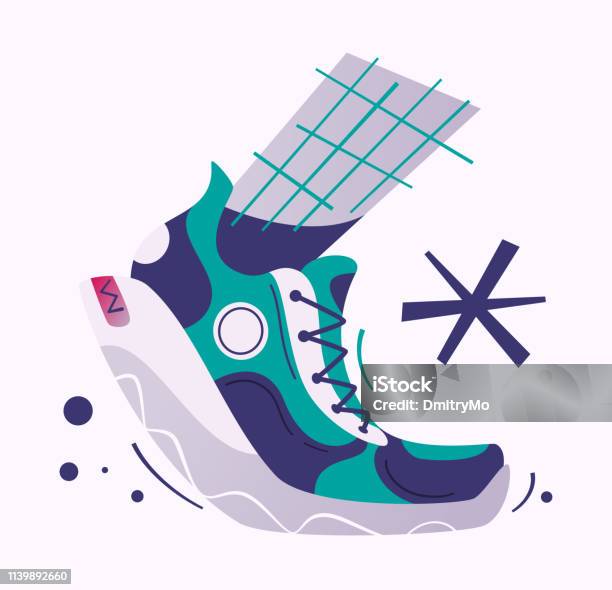 Running Poster Cartoon Vector Illustration Flat Style Stock Illustration - Download Image Now