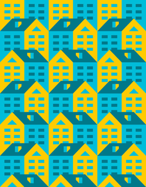 House pattern seamless. Town background. Small city texture. houses ornament vector art illustration