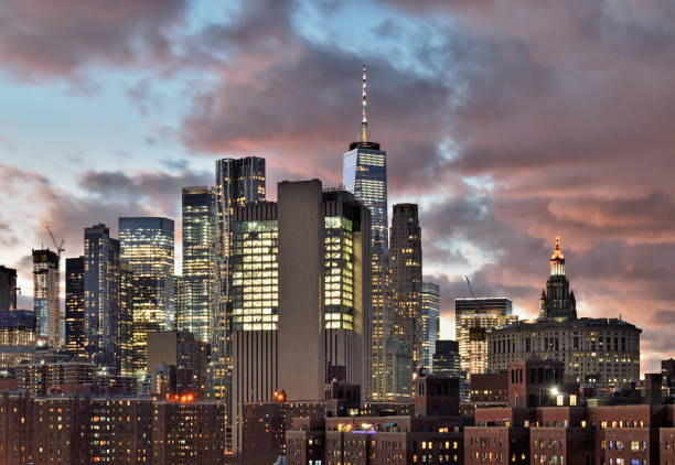 istock Buildings of Manhattan at night. 1139896207
