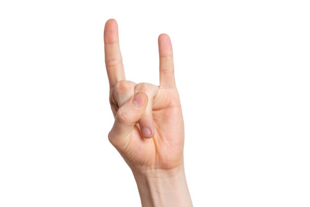 istock man hand show rock sign, goat gesture isolated on white background. 1139896470