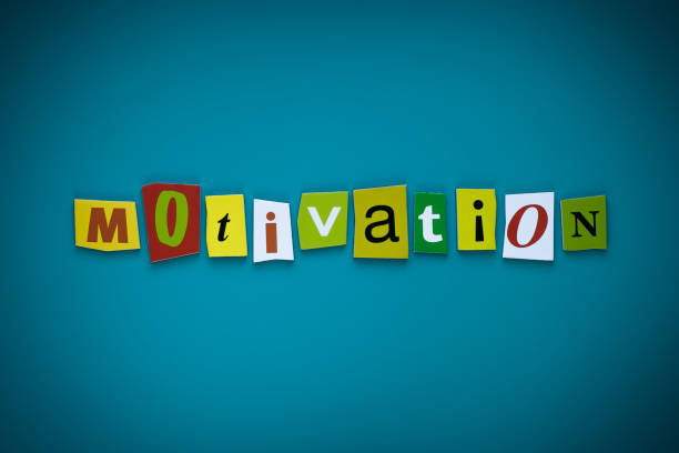 istock Word motivation of cut letters on blue background. Self development concept. Headline - motivation. A word writing text - motivation. Banner with the inscription - motivation. 1139897549