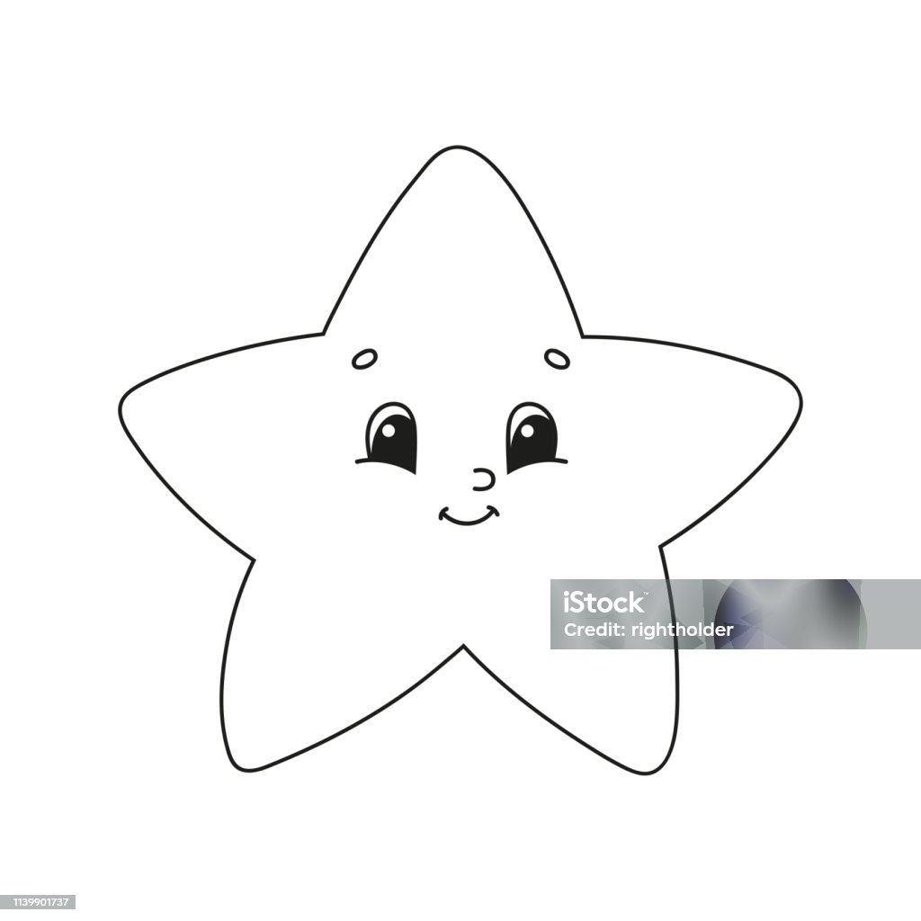 Star Coloring Book For Kids Cheerful Character Vector Illustration Cute  Cartoon Style Hand Drawn Fantasy Page For Children Isolated On White  Background Stock Illustration - Download Image Now - iStock