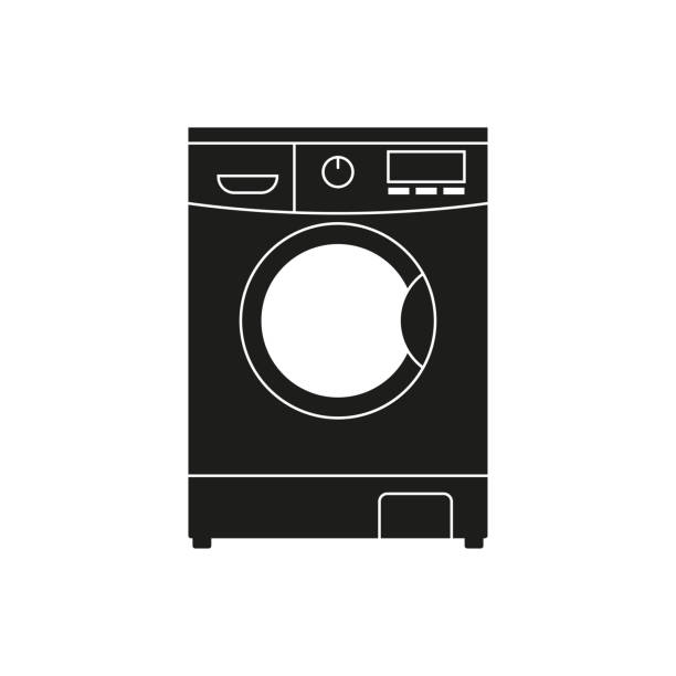 ilustraciones, imágenes clip art, dibujos animados e iconos de stock de icono de la línea de lavadora. símbolo de lavandería. ilustración vectorial. - clothes washer isolated clothing major