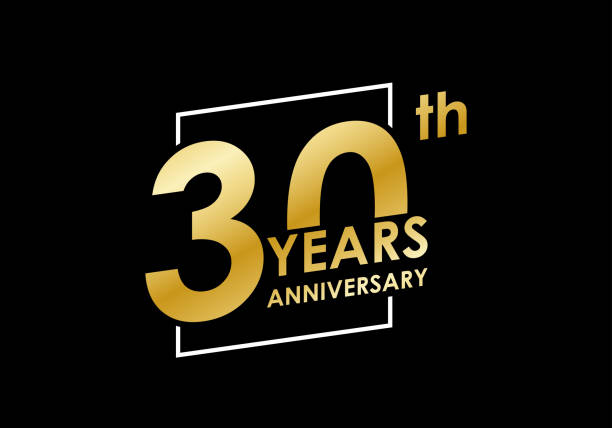 illustrations, cliparts, dessins animés et icônes de logo d’anniversaire de 30 ans. 30e anniversaire badge d’or. graphisme moderne ou conception d’étiquette pour le mariage, l’invitation d’entreprise, célébrant, fête, événement d’affaires. illustration vectorielle. - invitation event wedding invitation wedding