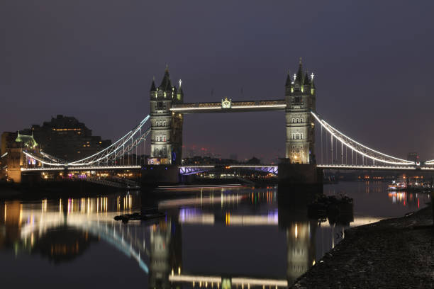 London tower bridge dusk sunrise fog