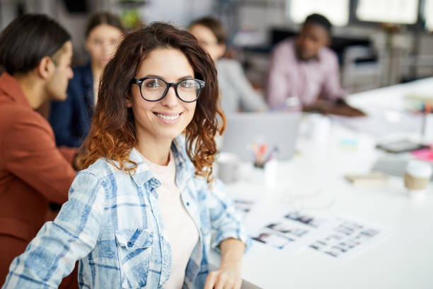 Contemporary Woman Posing in Meeting