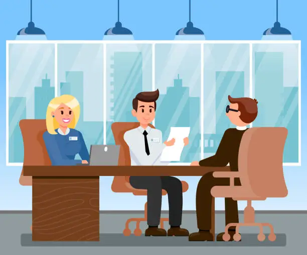 Vector illustration of HR Managers Interviewing Applicant Illustration