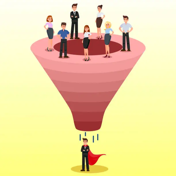 Vector illustration of Recruitment Funnel, Candidate Selection Clipart