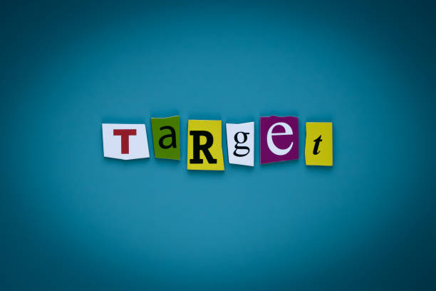 istock Word writing text target on blue background. Digital marketing. Communication network. Headline of cut letters - target. Banner with inscription - target. 1139909821