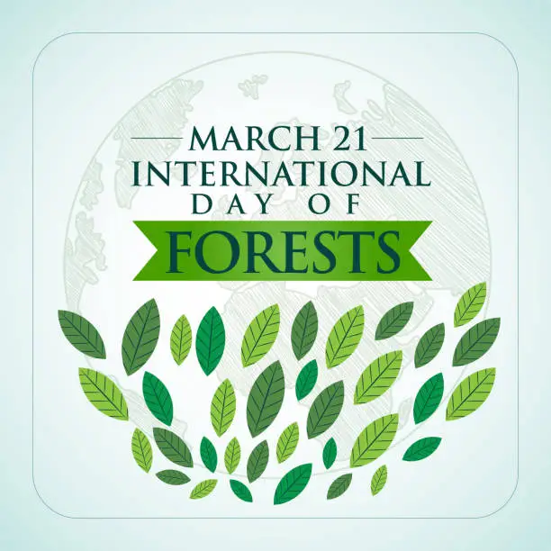 Vector illustration of 21 Mart Orman Haftası, Kutlu Olsun.  Translation: International Day of Forest. March 21. greeting card, Vector Illustration.